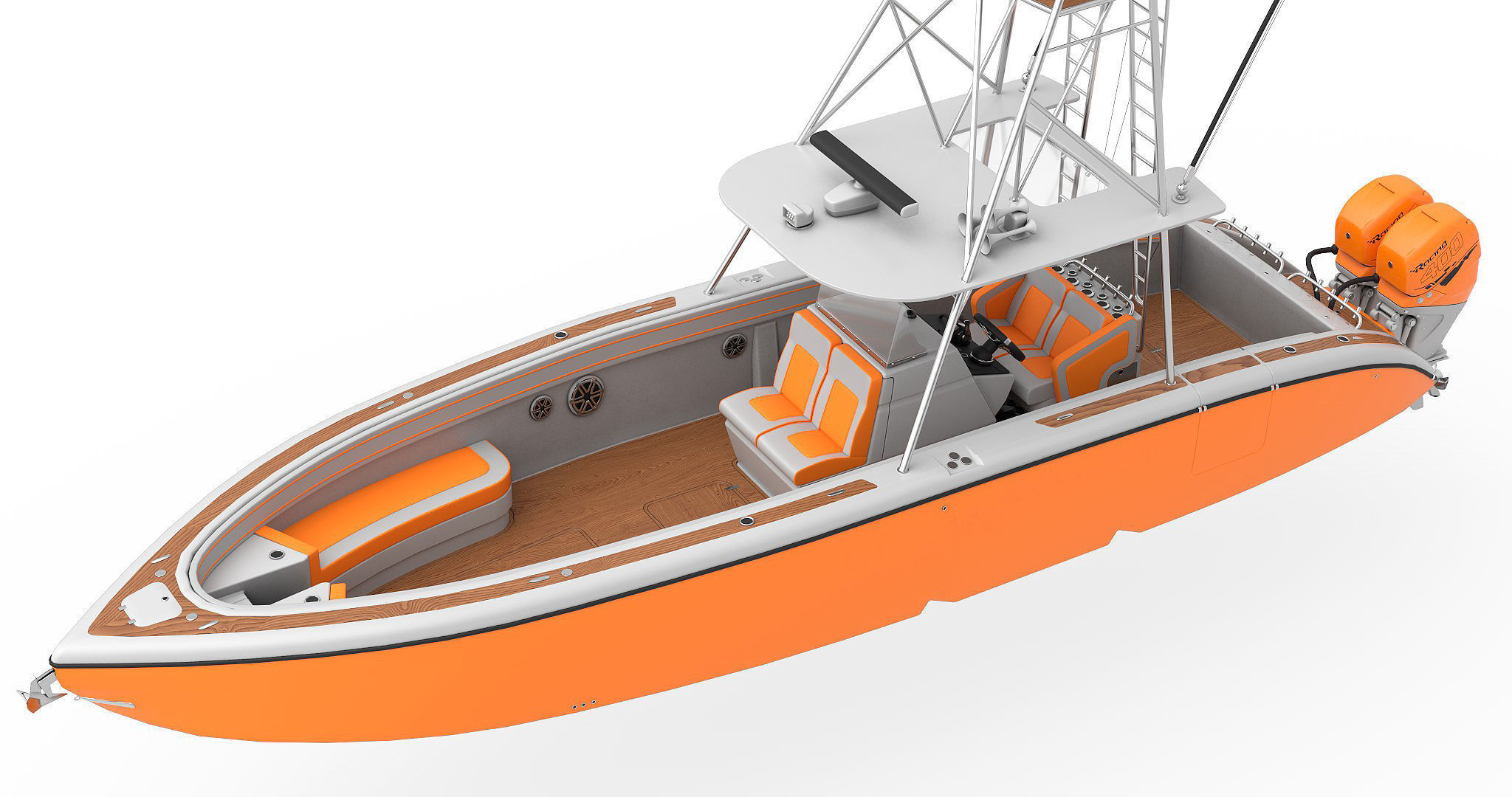 Sport fishing boat Orange 3D model_2