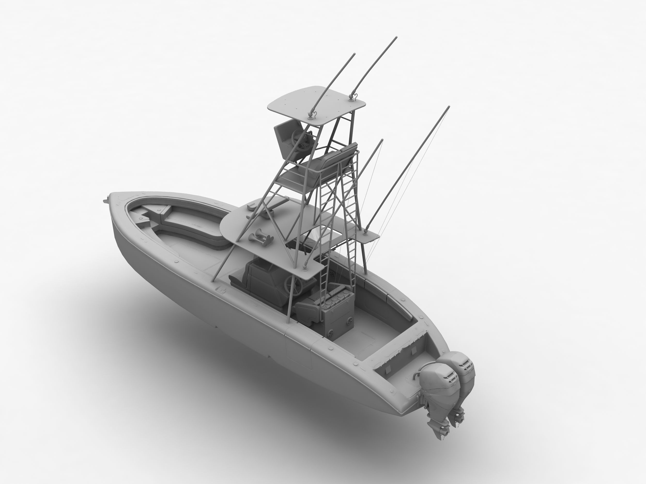 Sport fishing boat Orange 3D model_19
