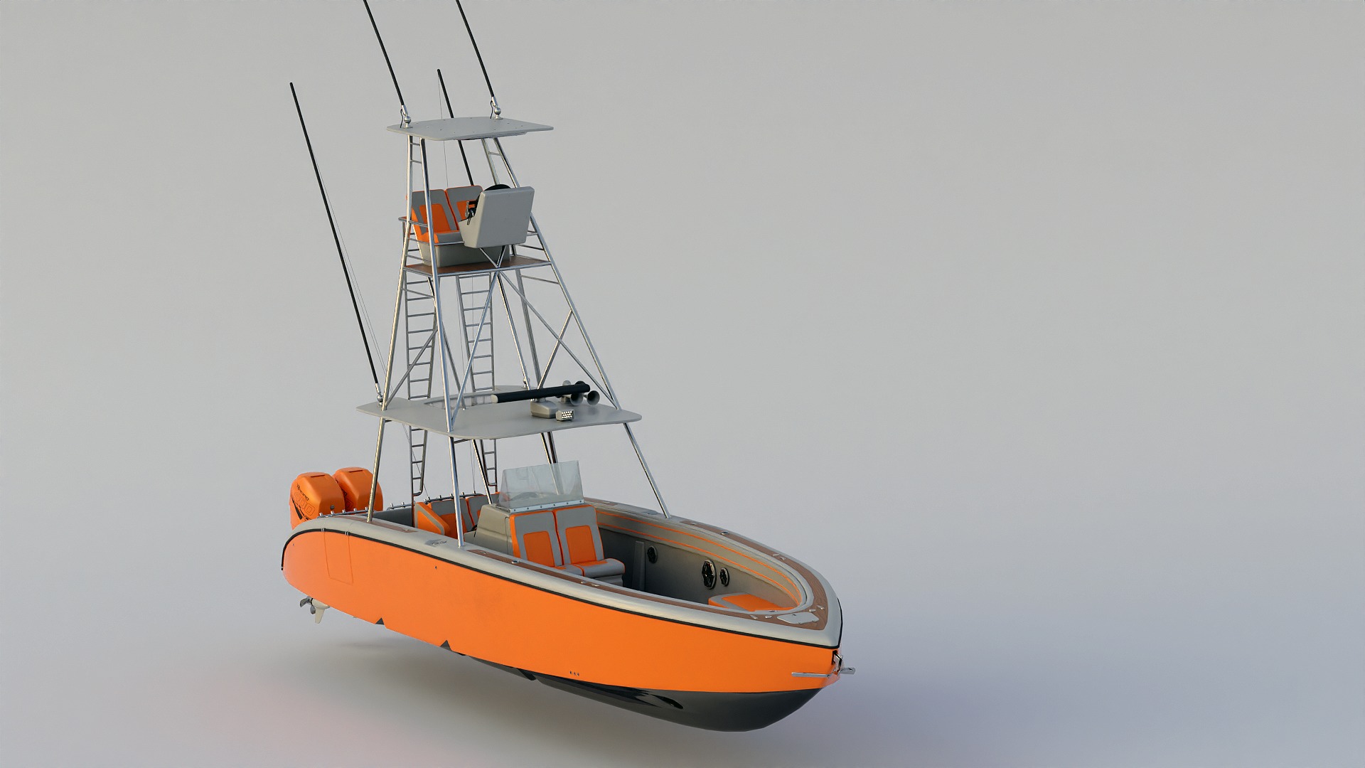 Sport fishing boat Orange 3D model_9