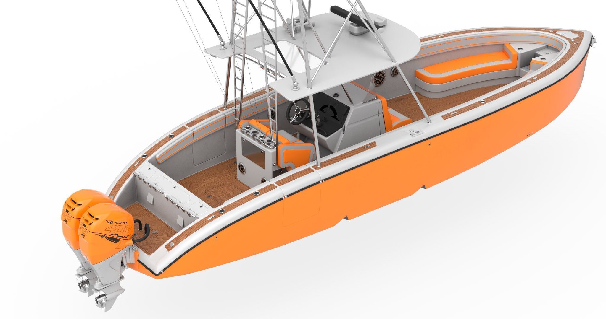 Sport fishing boat Orange 3D model_5
