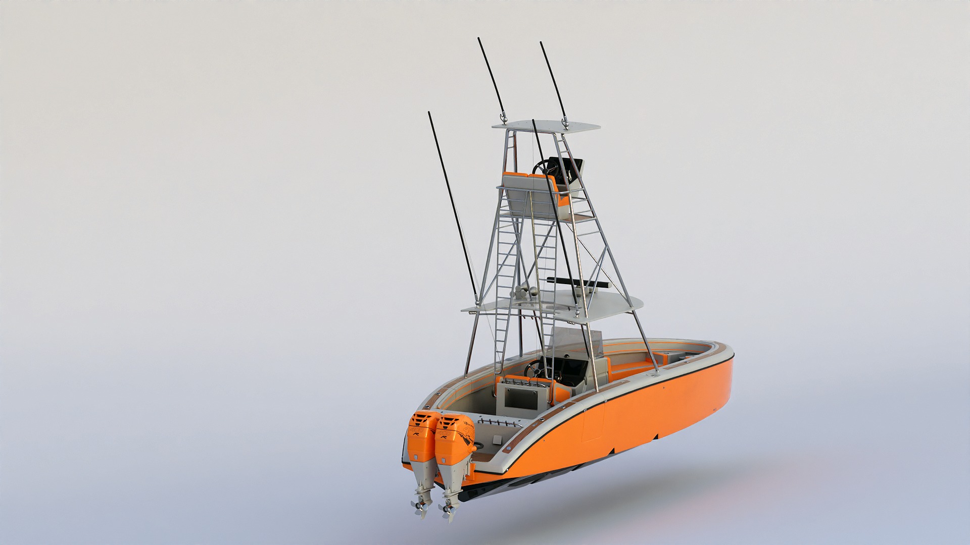 Sport fishing boat Orange 3D model_12