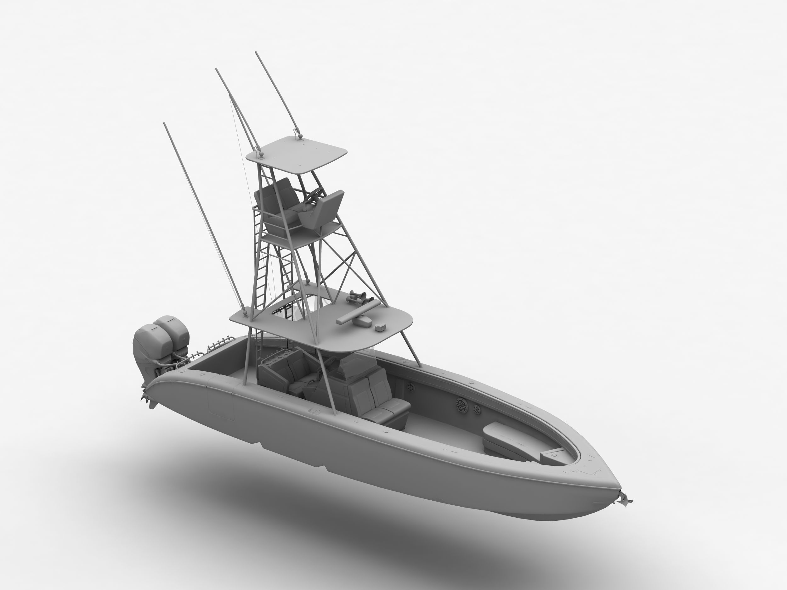 Sport fishing boat Orange 3D model_15