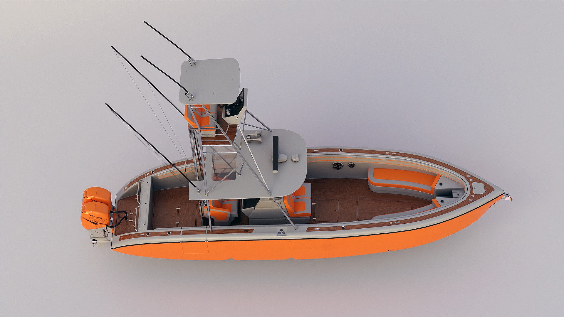 Sport fishing boat Orange 3D model_11