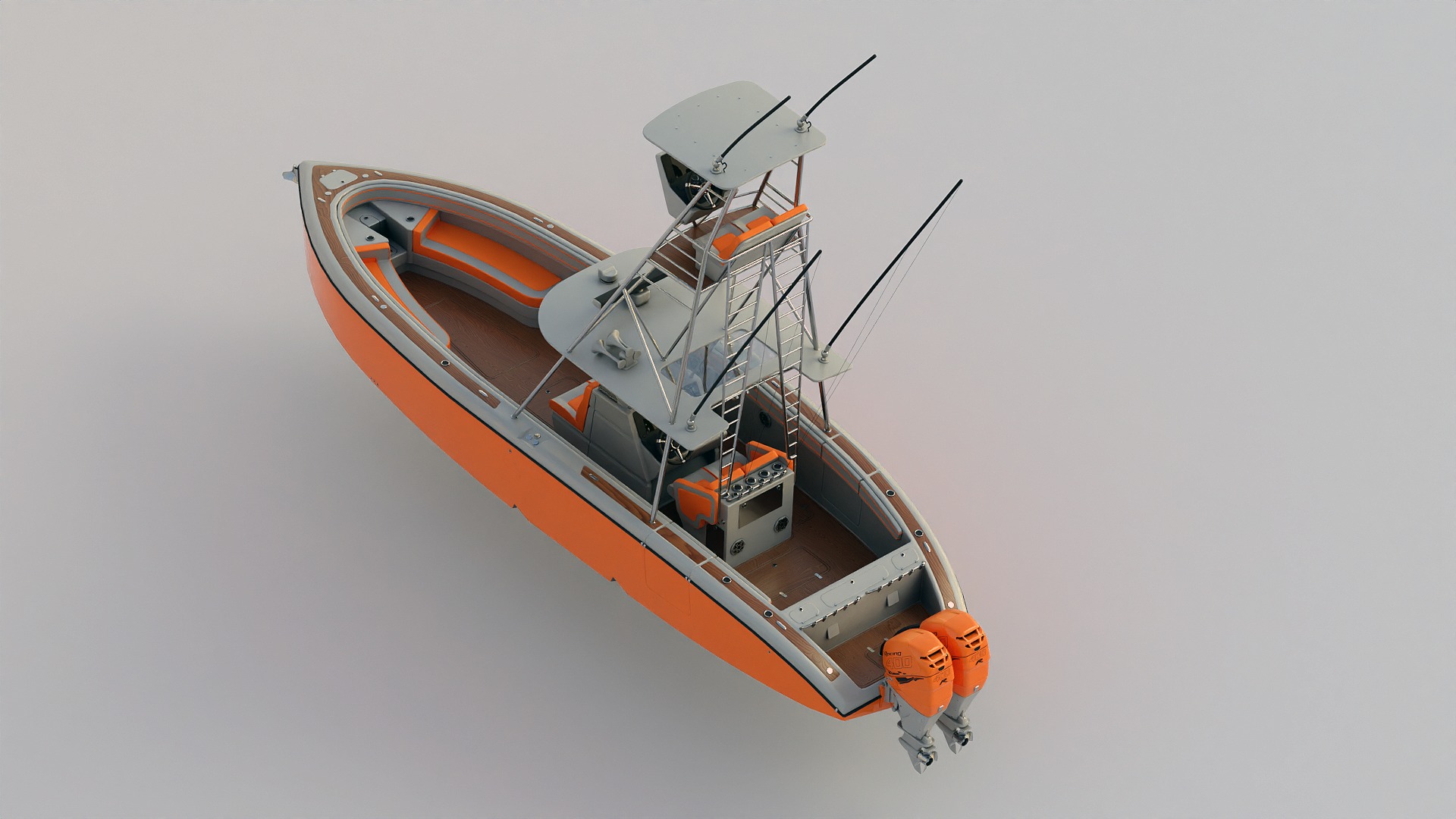 Sport fishing boat Orange 3D model_13