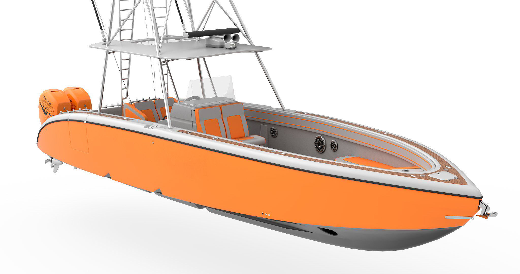Sport fishing boat Orange 3D model_6