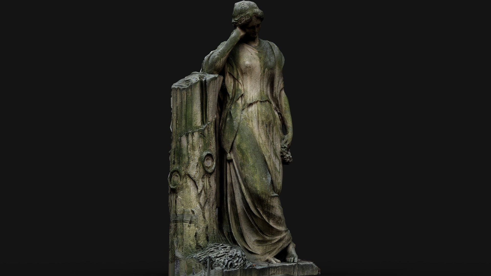 ancient nymph monument mossy figure photogrammetry Low-poly 3D model_2