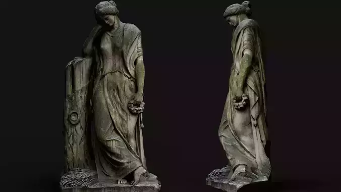 ancient nymph monument mossy figure photogrammetry