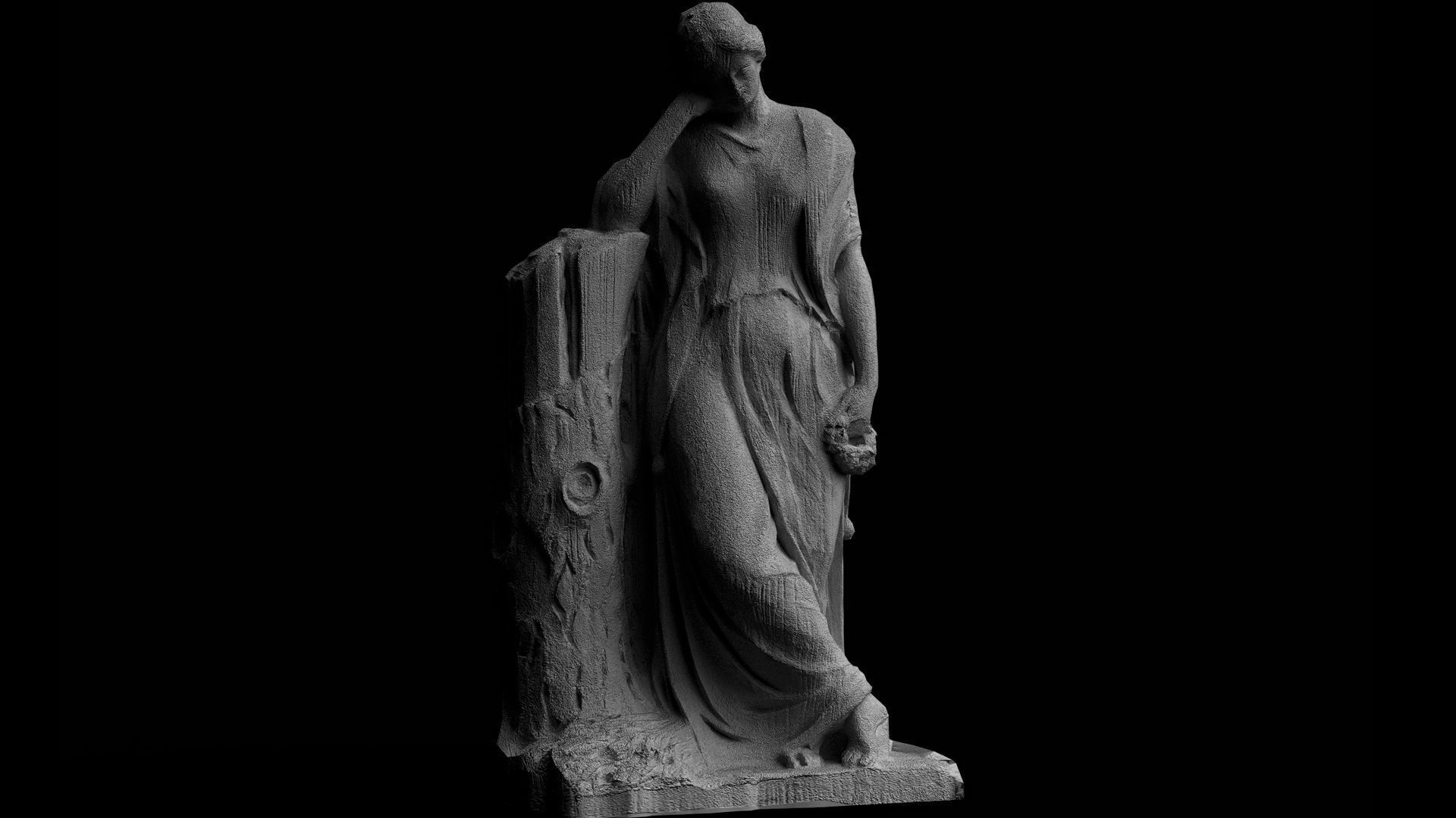 ancient nymph monument mossy figure photogrammetry Low-poly 3D model_4