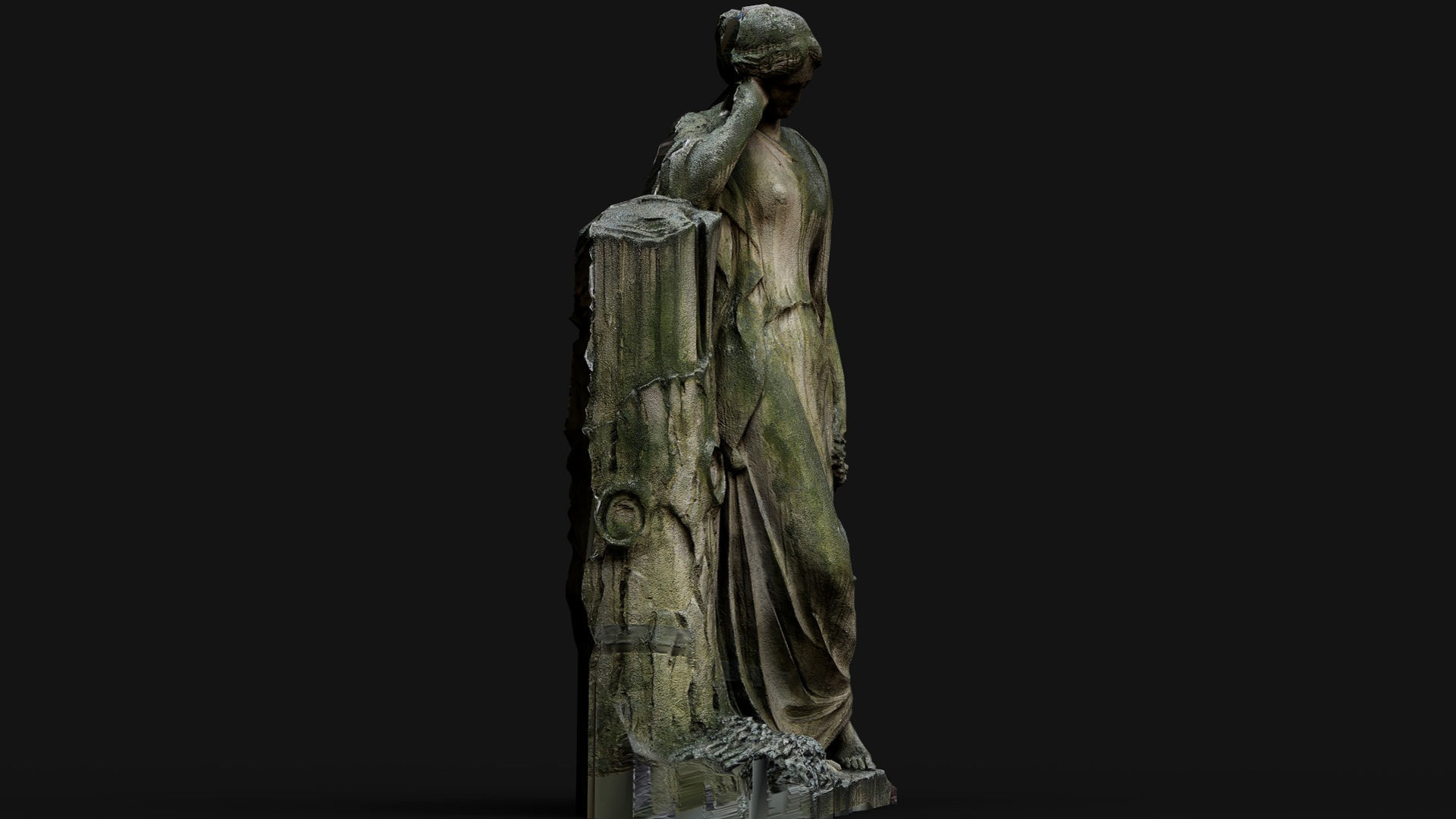 ancient nymph monument mossy figure photogrammetry Low-poly 3D model_3