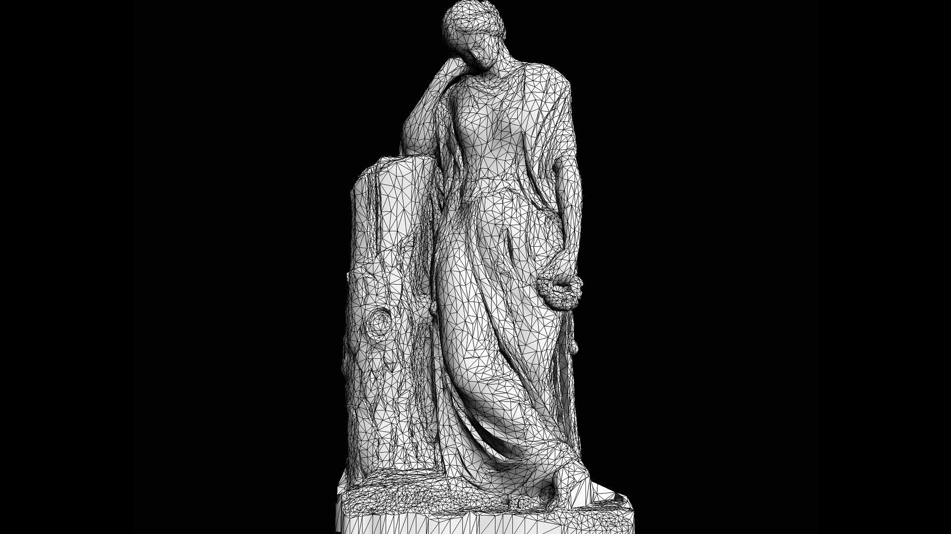 ancient nymph monument mossy figure photogrammetry Low-poly 3D model_5