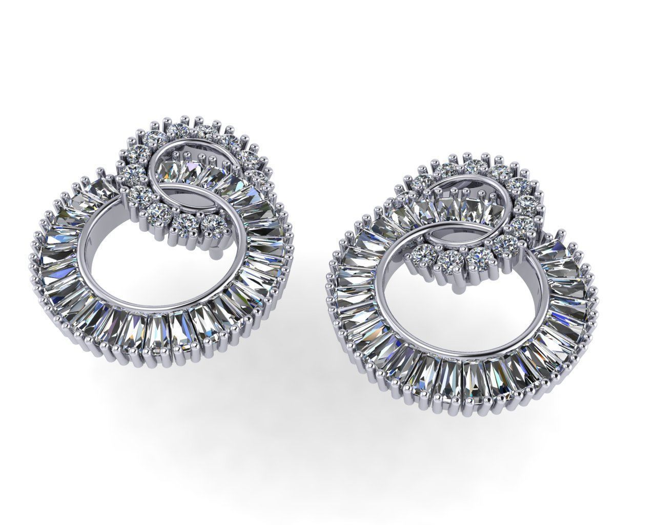 Diamond earring 3d render 3D print model_2