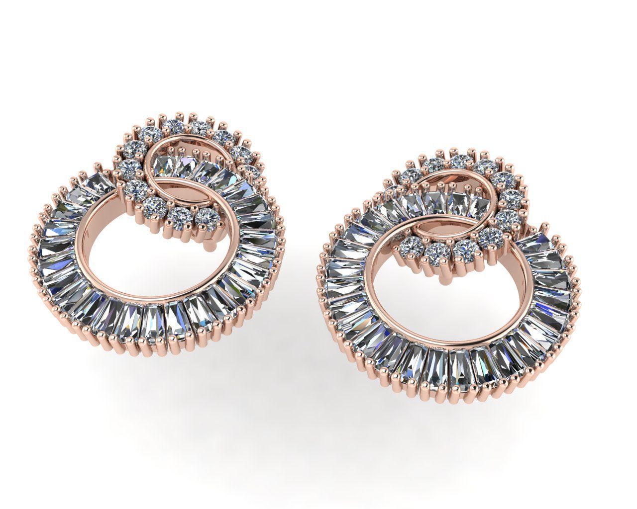 Diamond earring 3d render 3D print model_1