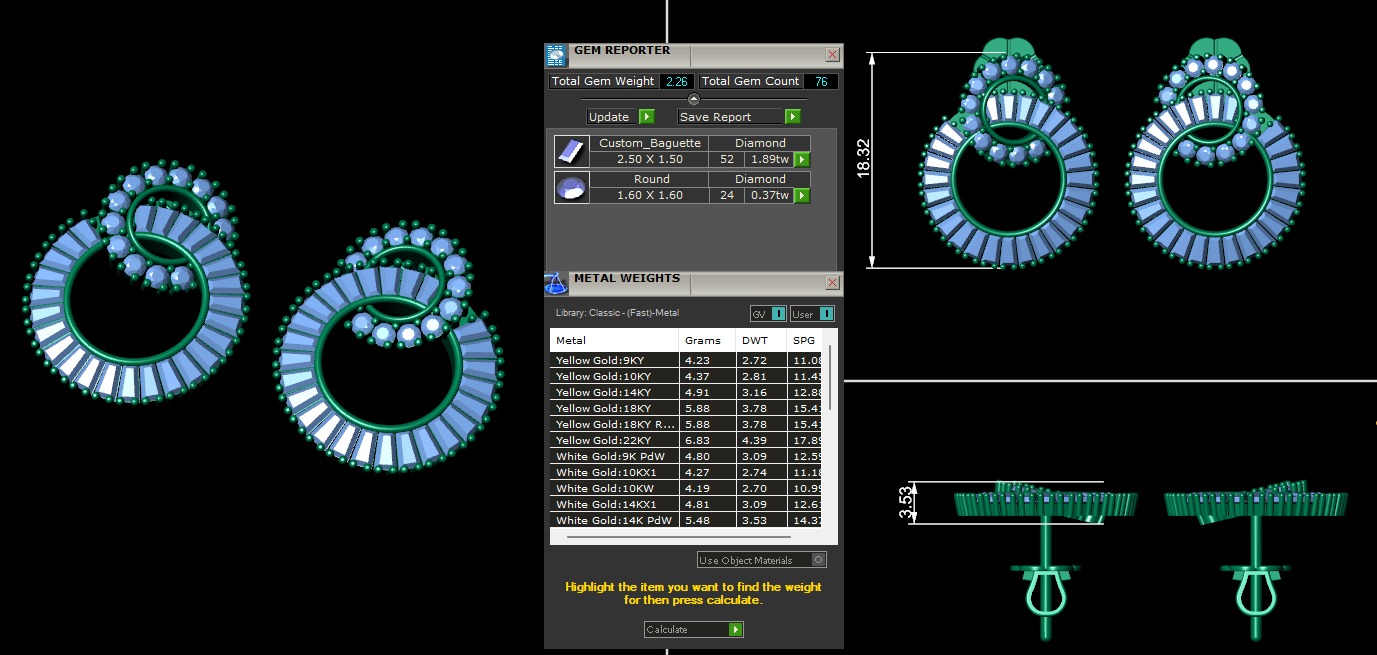 Diamond earring 3d render 3D print model_8