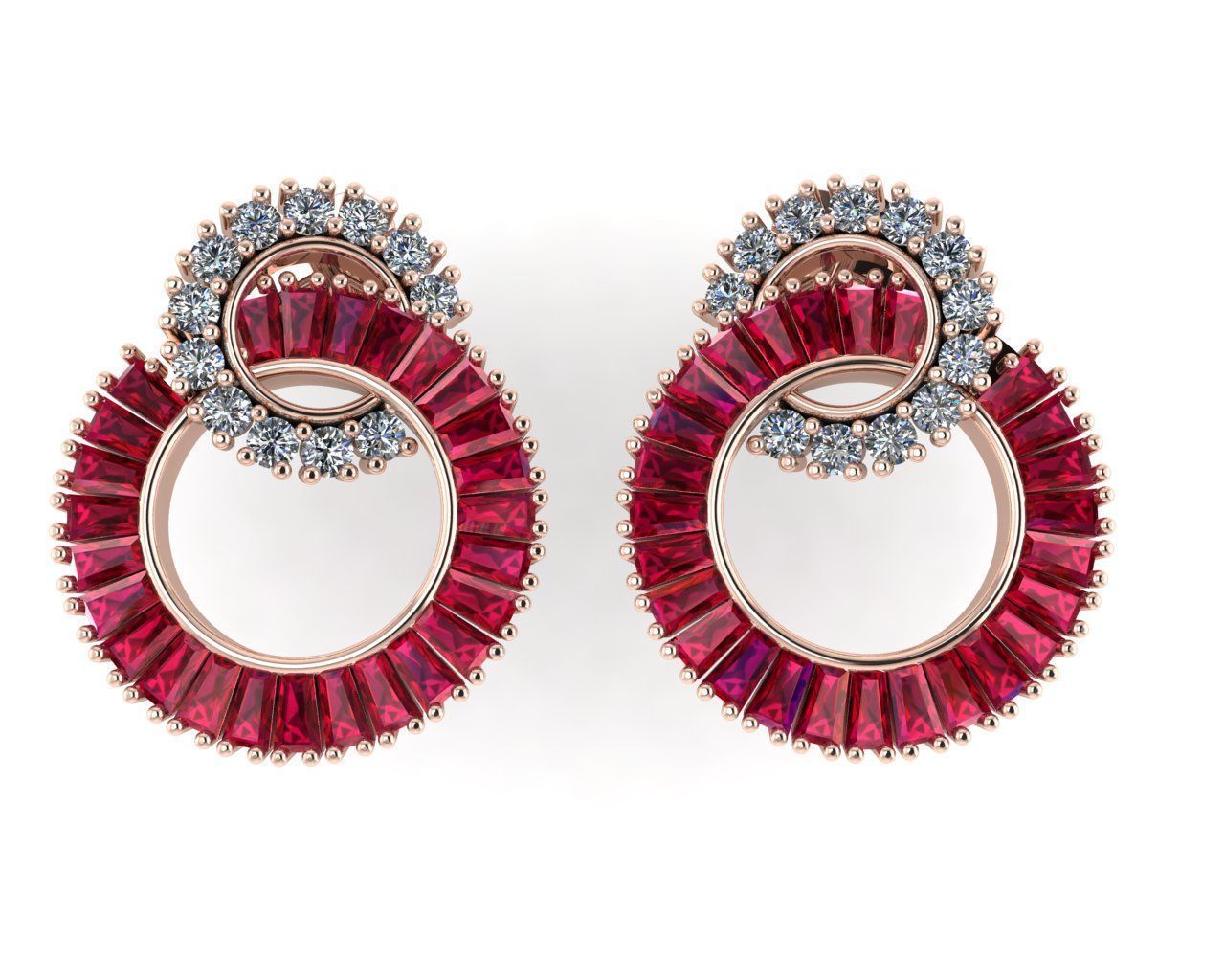 Diamond earring 3d render 3D print model_7