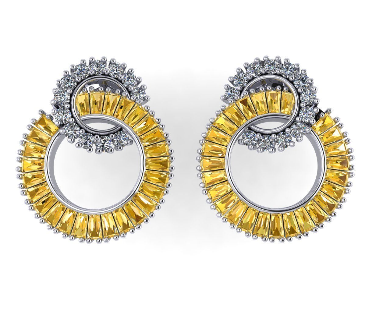 Diamond earring 3d render 3D print model_5