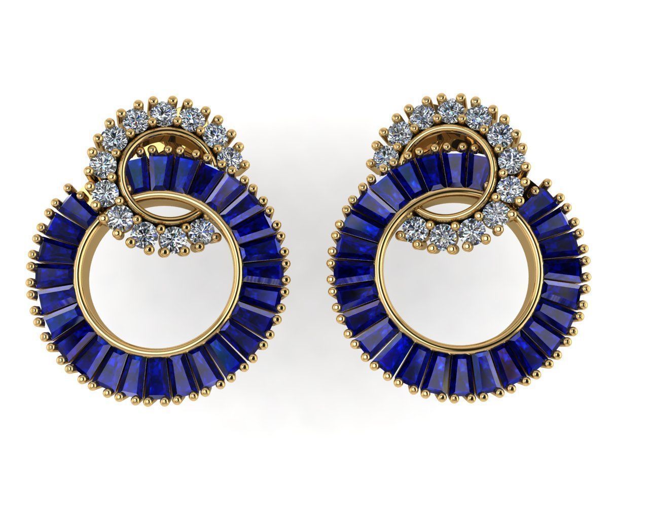 Diamond earring 3d render 3D print model_3