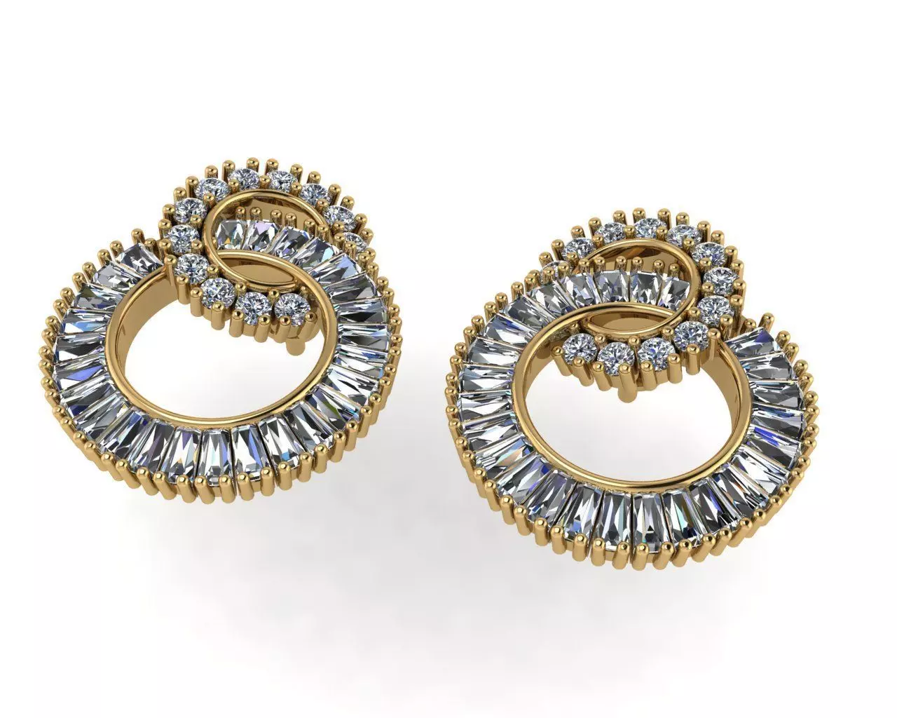 Diamond earring 3d render 3D print model_0