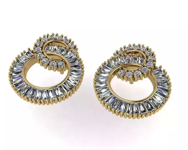 Diamond earring 3d render