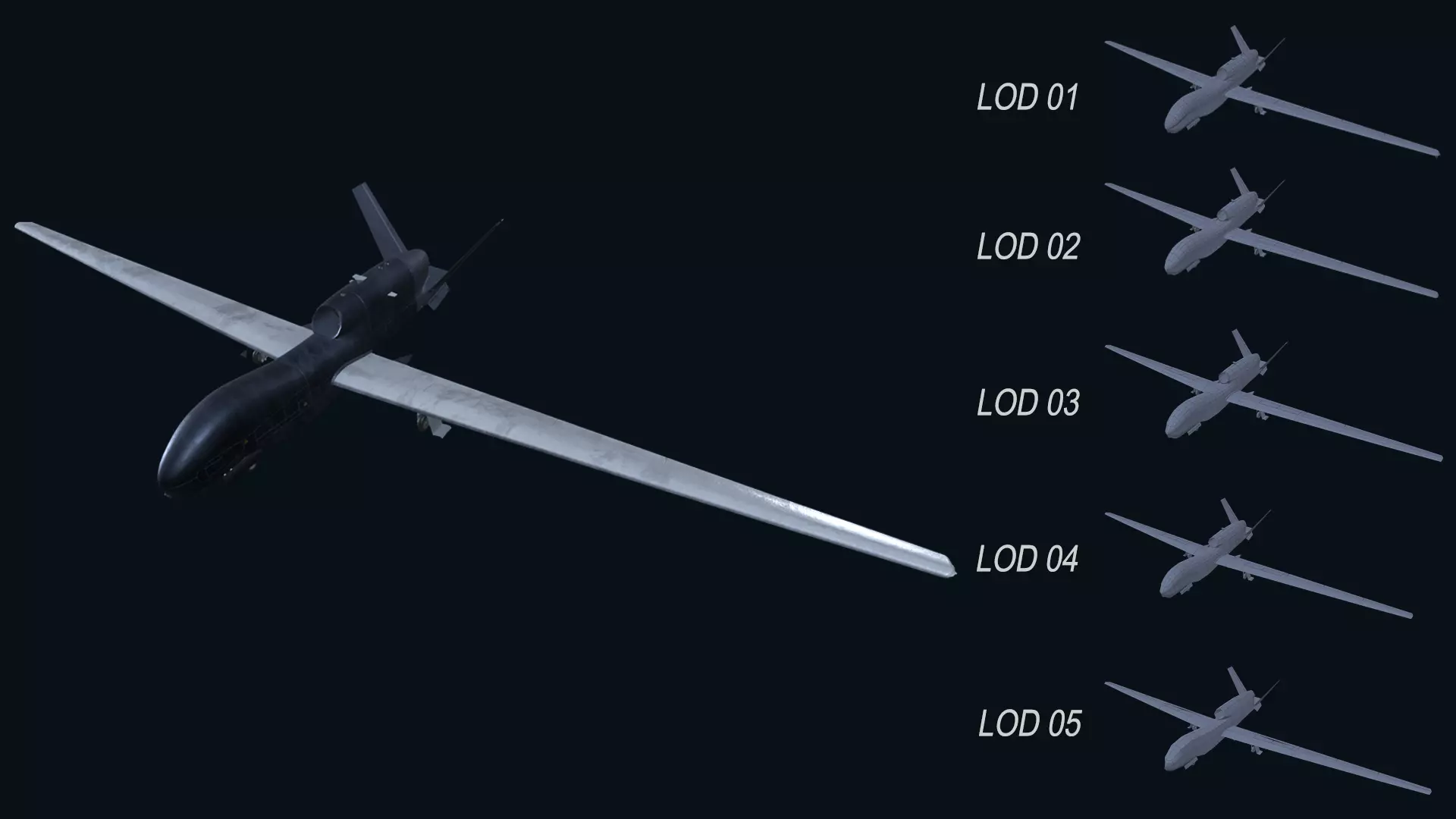 Asset - Army - RQ 4 Global Hawk - 3D MODEL Low-poly Low-poly 3D model_0