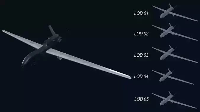 Asset - Army - RQ 4 Global Hawk - 3D MODEL Low-poly Low-poly 3D model