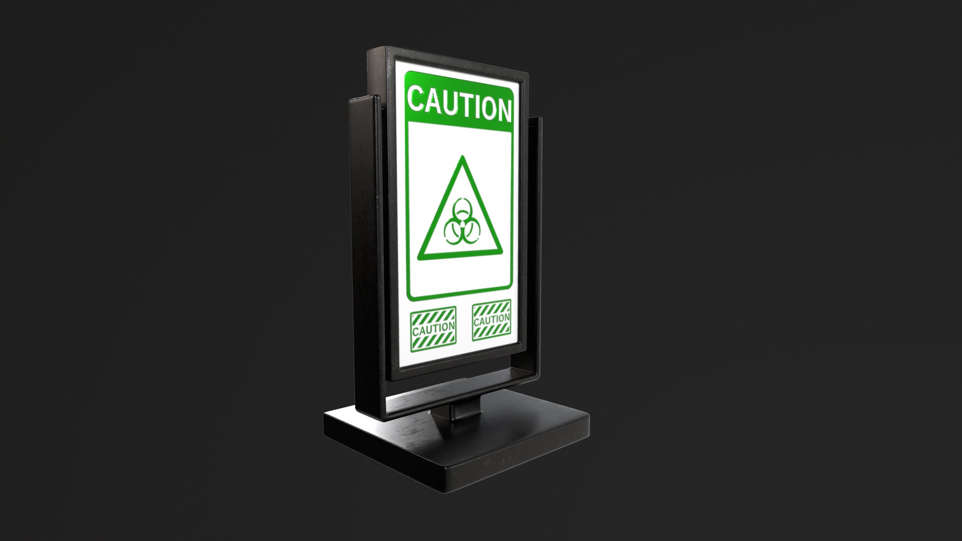 Promotional Stand with Caution and Biohazard Sign - PBR Textures 3D model_6