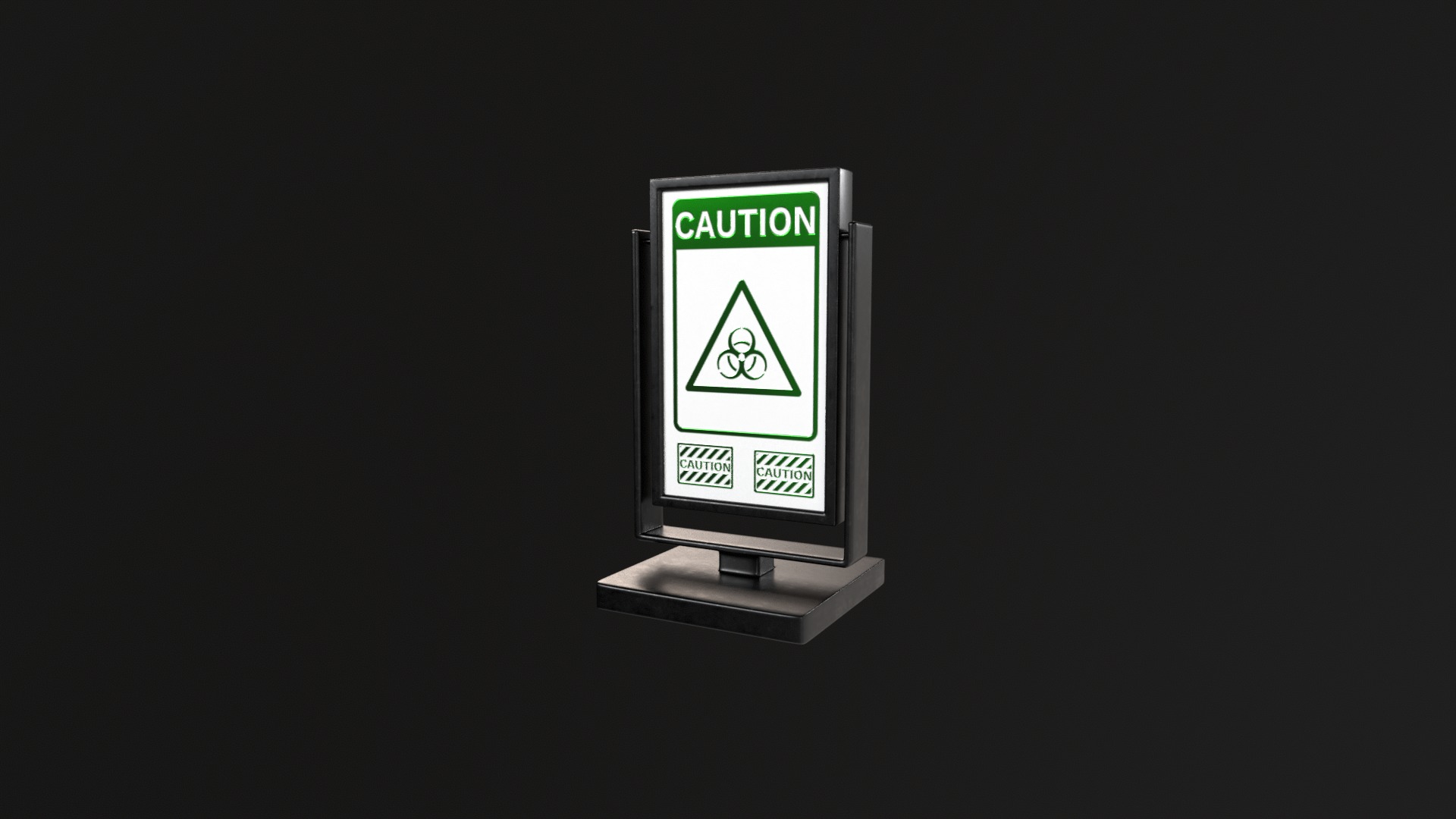 Promotional Stand with Caution and Biohazard Sign - PBR Textures 3D model_12