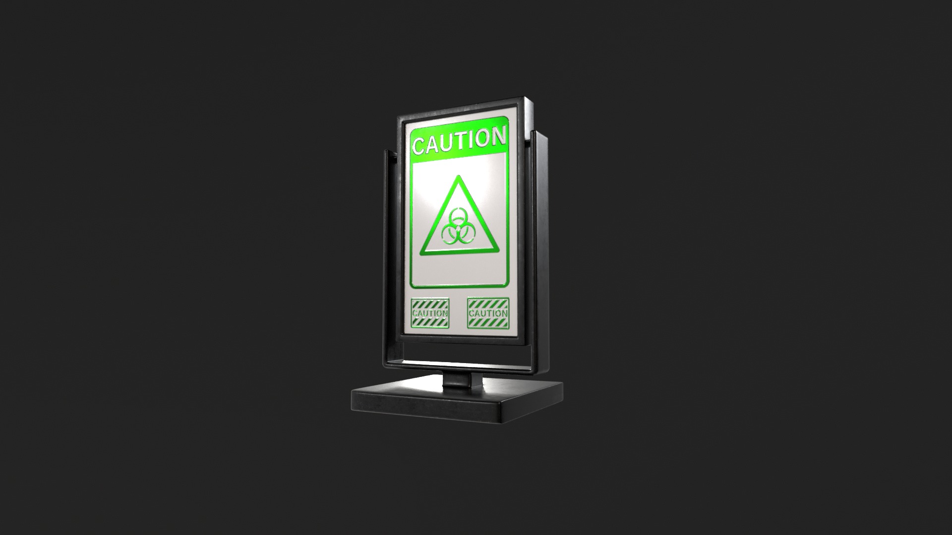 Promotional Stand with Caution and Biohazard Sign - PBR Textures 3D model_15