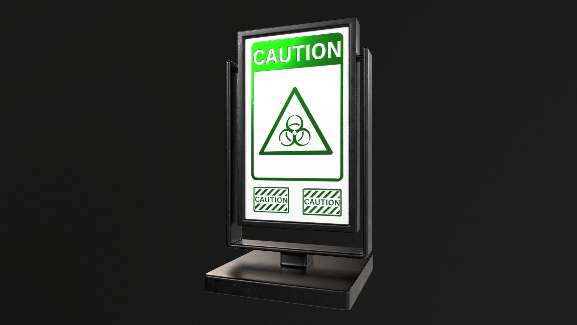 Promotional Stand with Caution and Biohazard Sign - PBR Textures 3D model_2