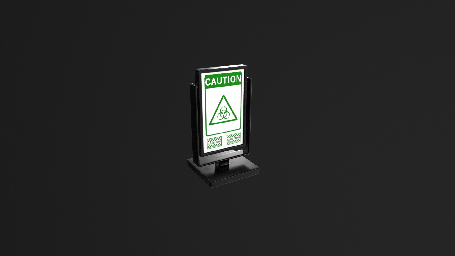 Promotional Stand with Caution and Biohazard Sign - PBR Textures 3D model_7