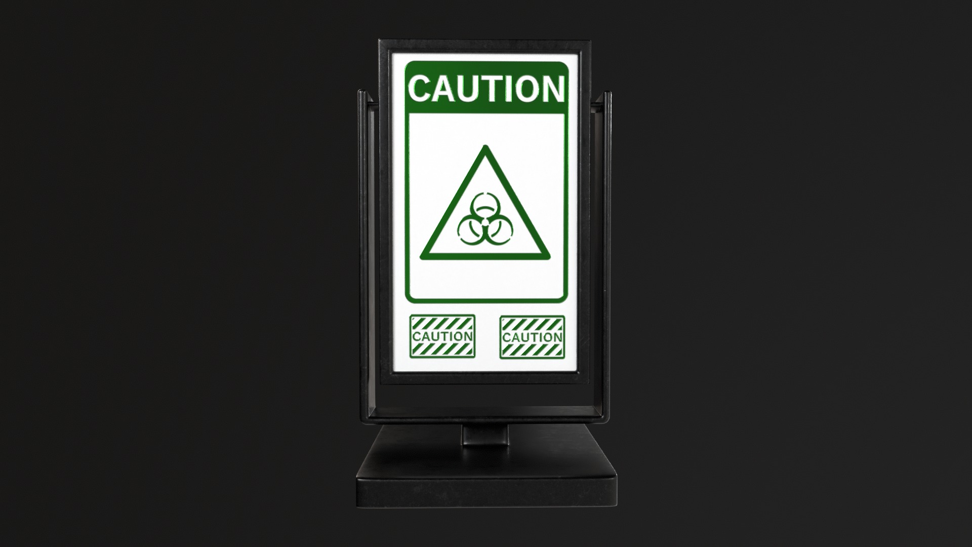 Promotional Stand with Caution and Biohazard Sign - PBR Textures 3D model_4