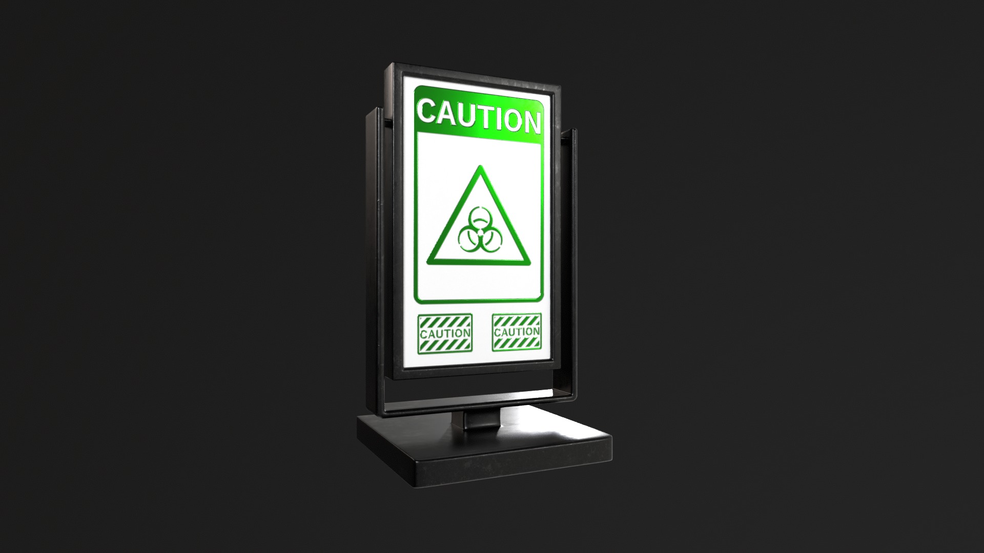 Promotional Stand with Caution and Biohazard Sign - PBR Textures 3D model_8