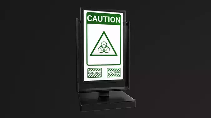 Promotional Stand with Caution and Biohazard Sign - PBR Textures
