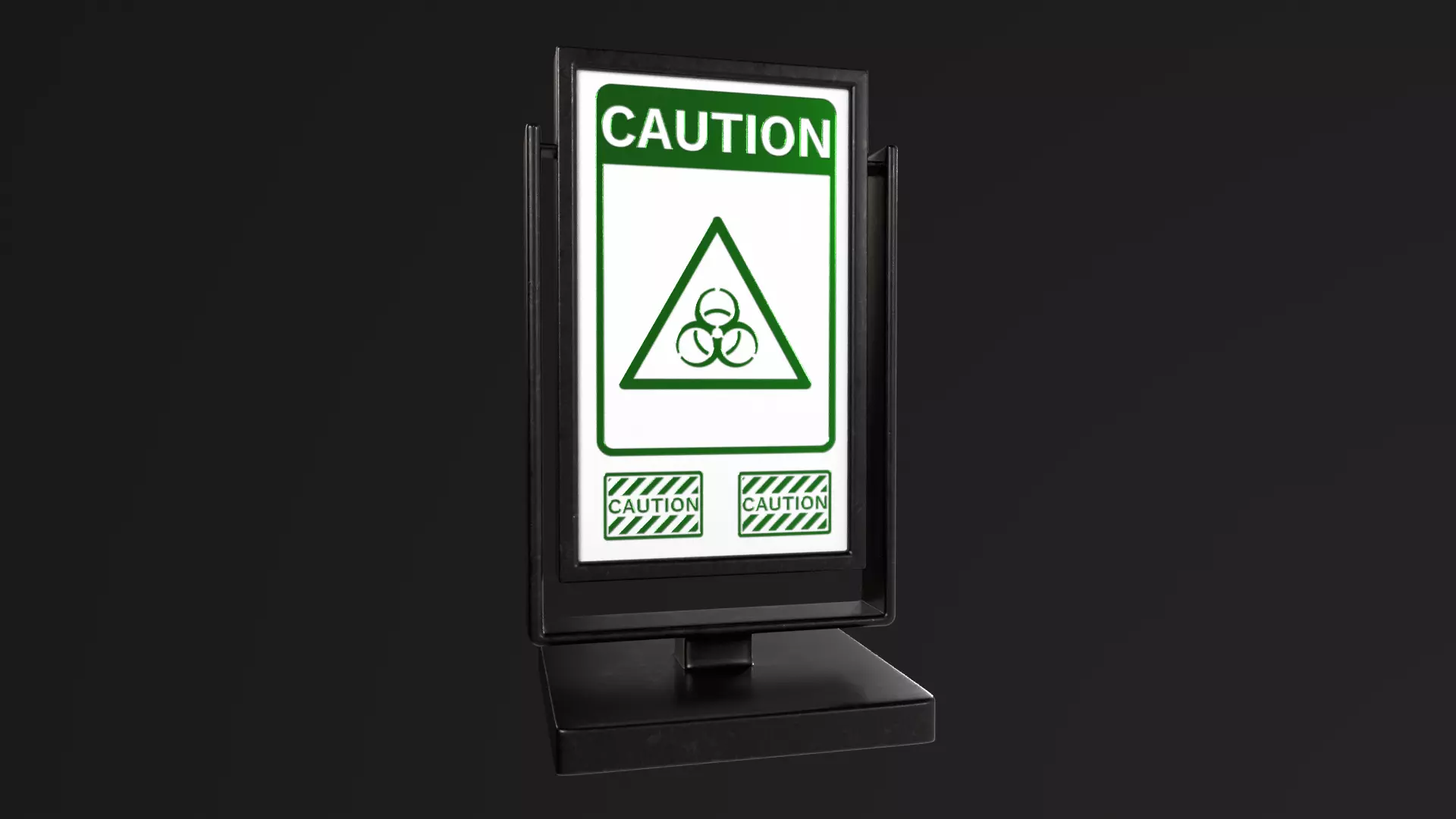 Promotional Stand with Caution and Biohazard Sign - PBR Textures 3D model_0