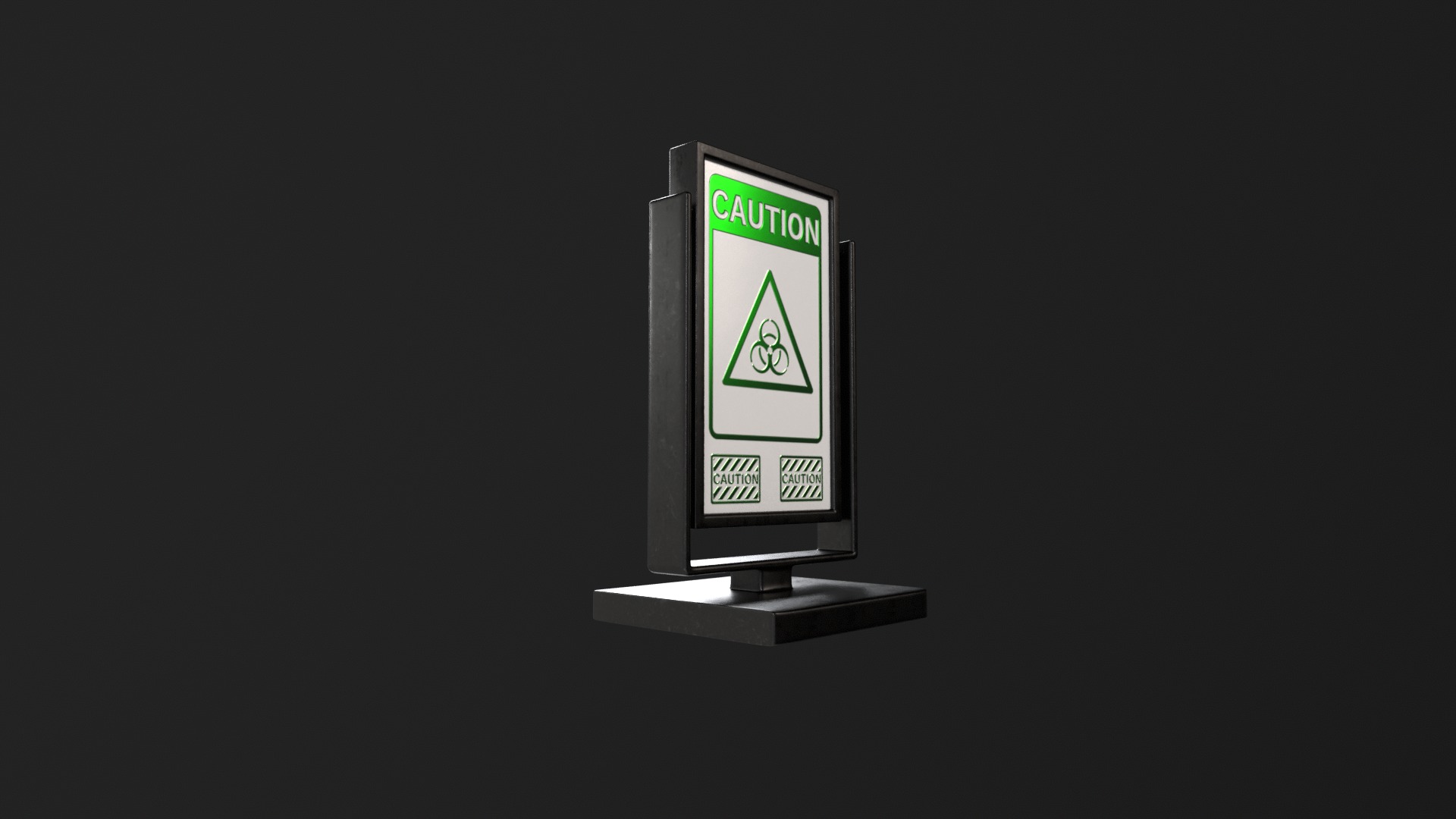 Promotional Stand with Caution and Biohazard Sign - PBR Textures 3D model_14