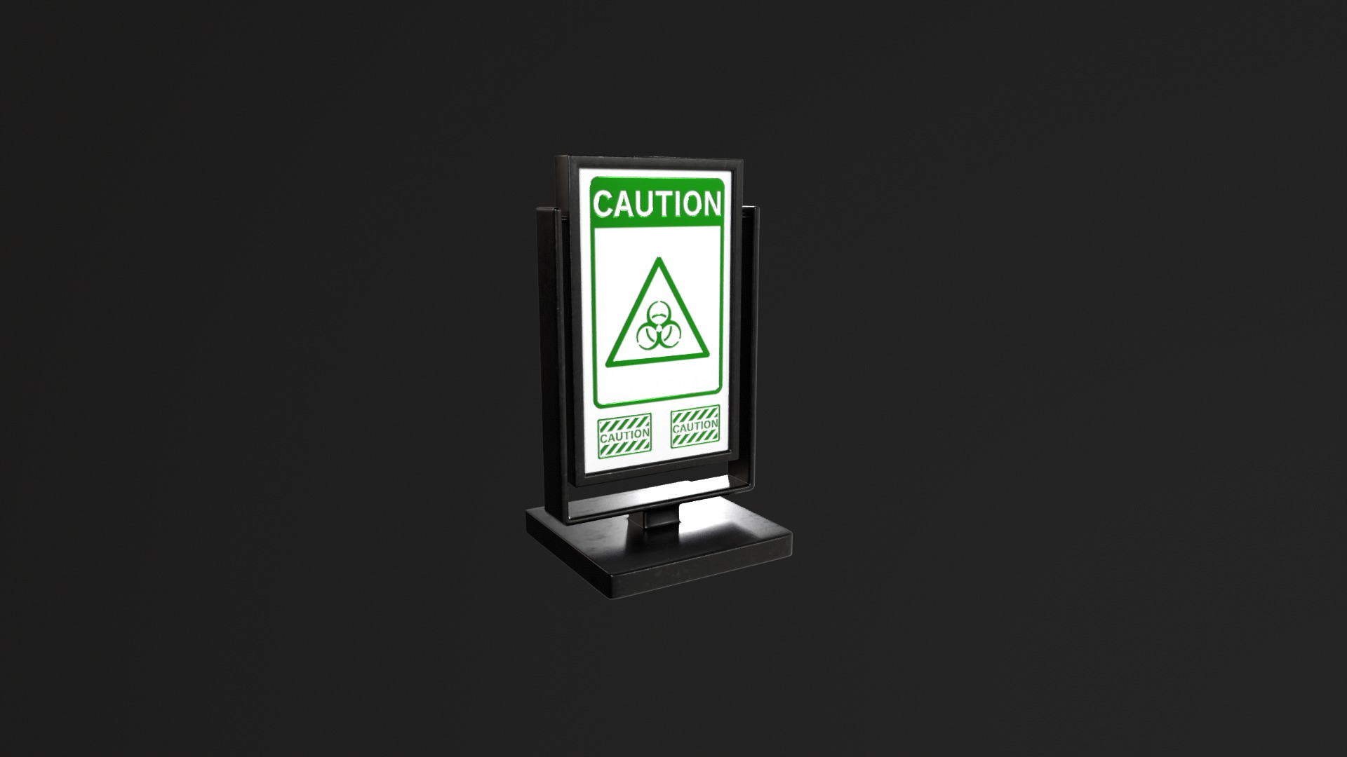 Promotional Stand with Caution and Biohazard Sign - PBR Textures 3D model_11