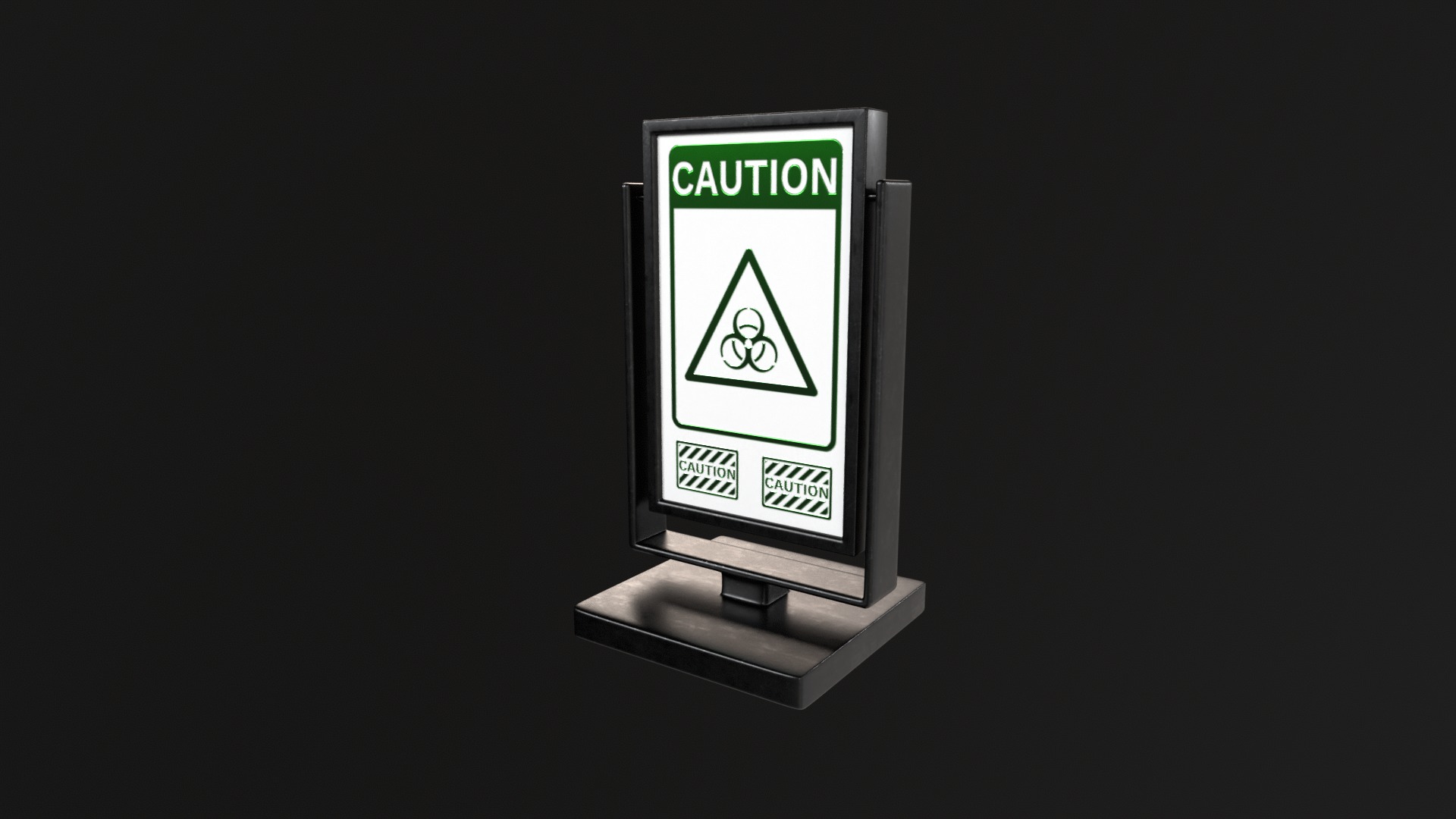Promotional Stand with Caution and Biohazard Sign - PBR Textures 3D model_5