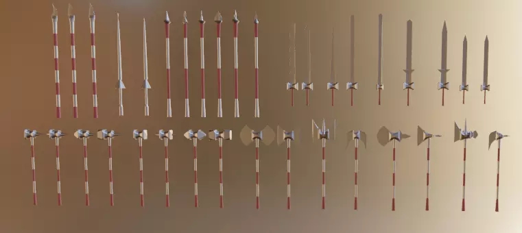 Medieval weapons collection Low-poly 3D model_0