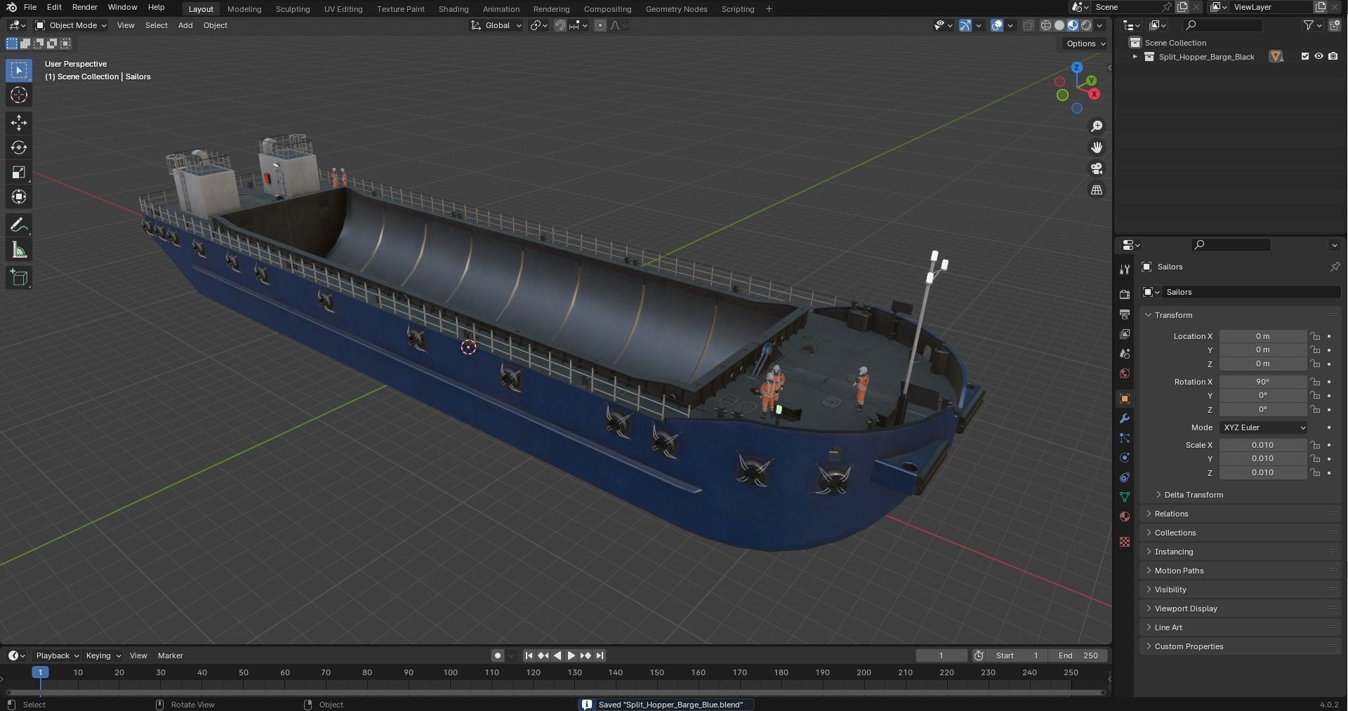 Split Hopper Barge 3D model_23