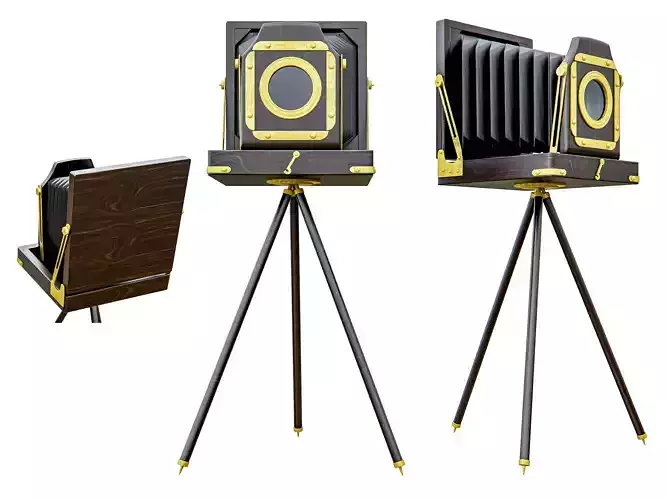 Old fashioned camera Low-poly 3D model
