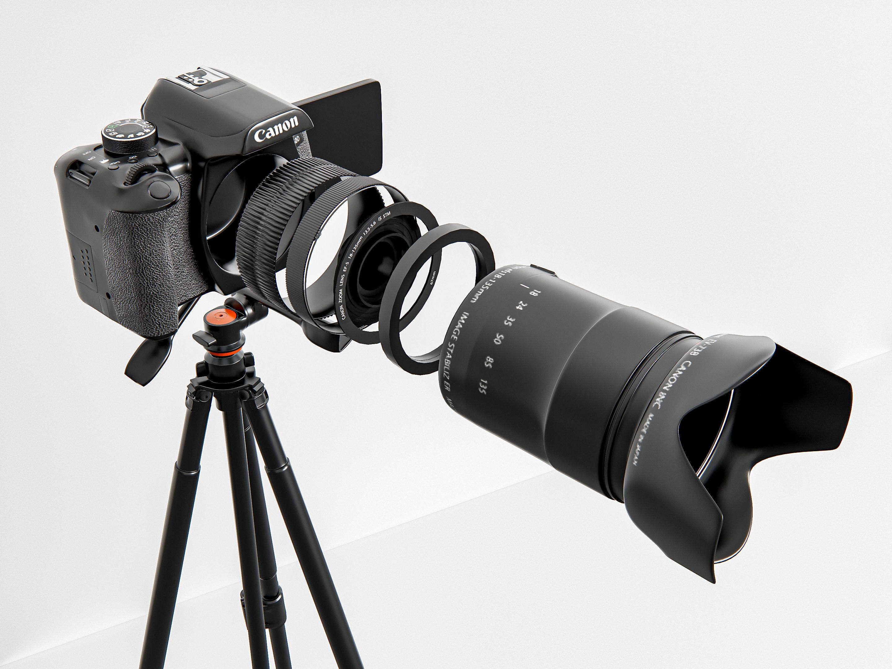 Dslr camera with tripod 3D model_17
