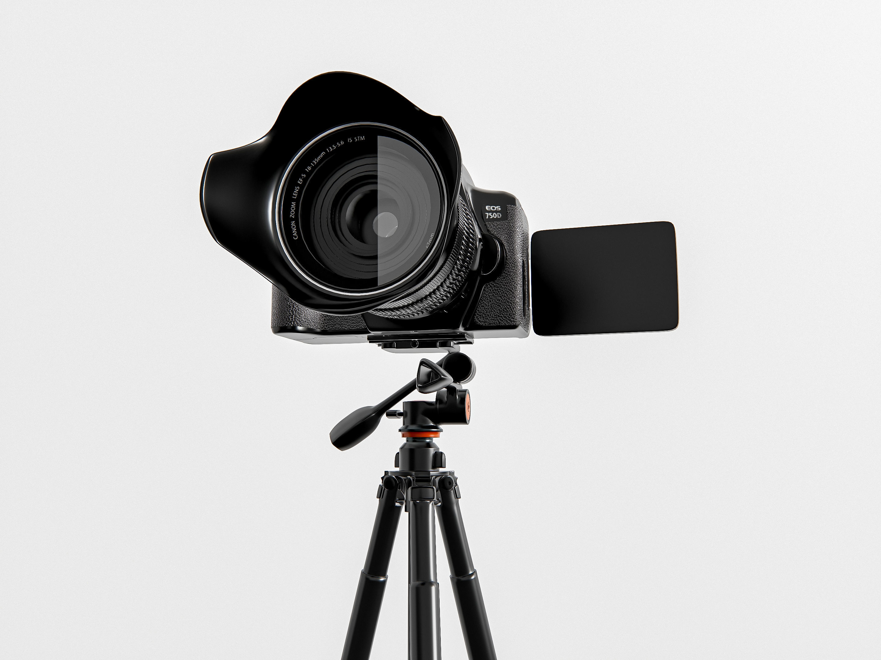 Dslr camera with tripod 3D model_7