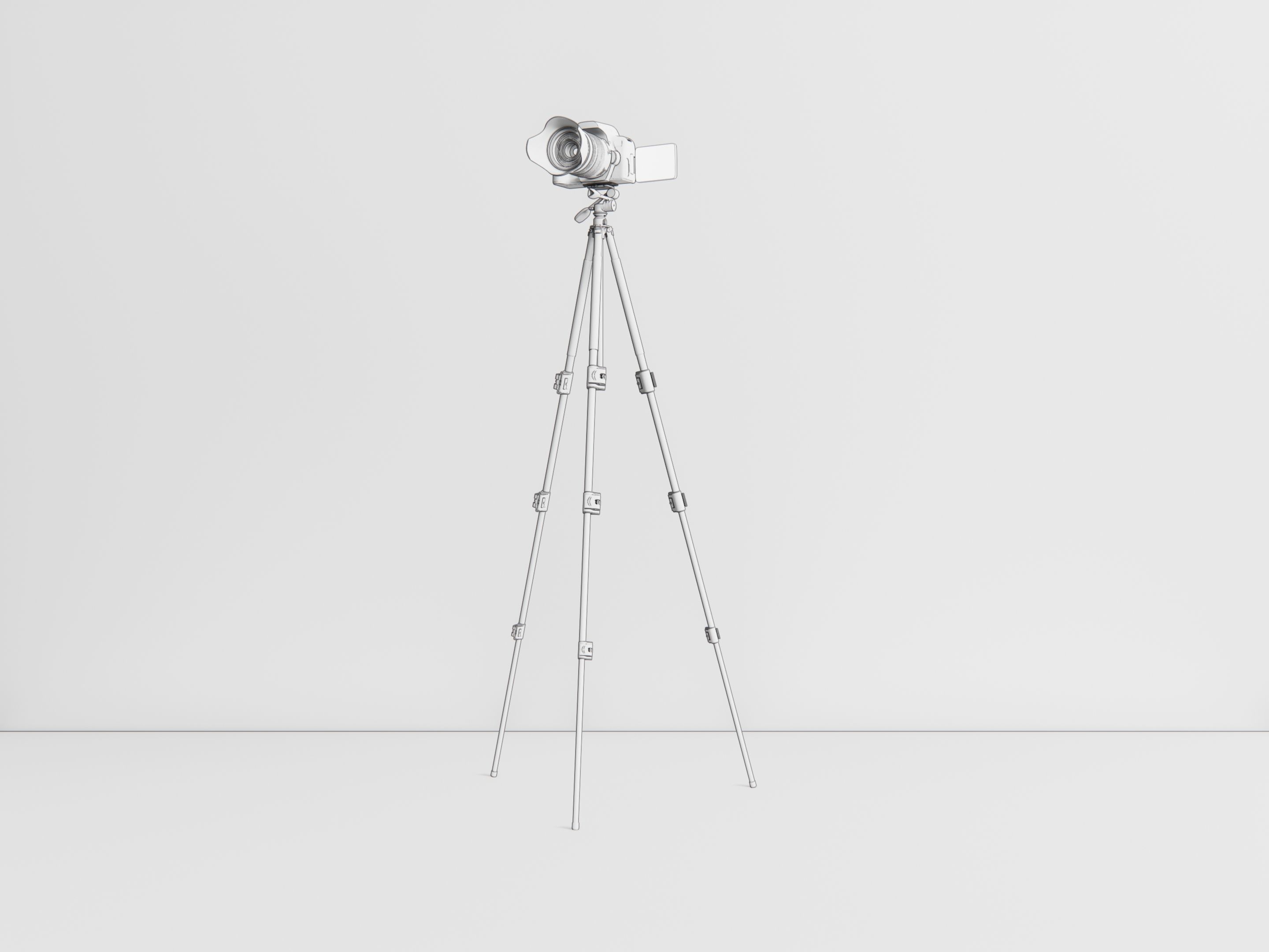 Dslr camera with tripod 3D model_16