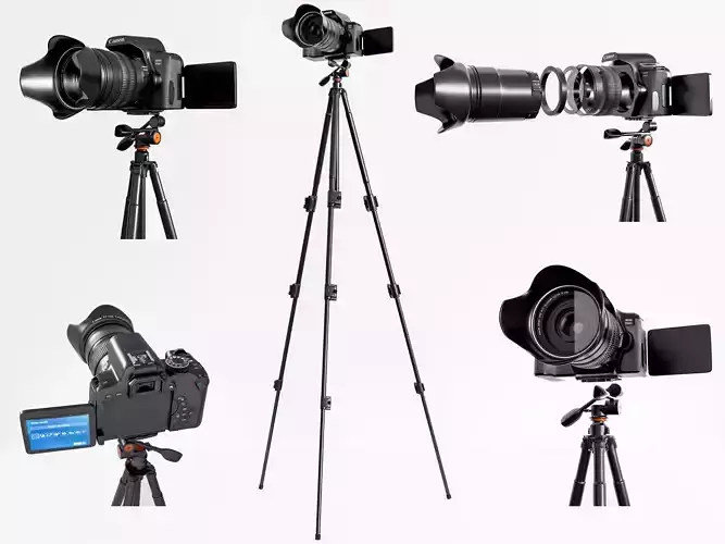 Dslr camera with tripod