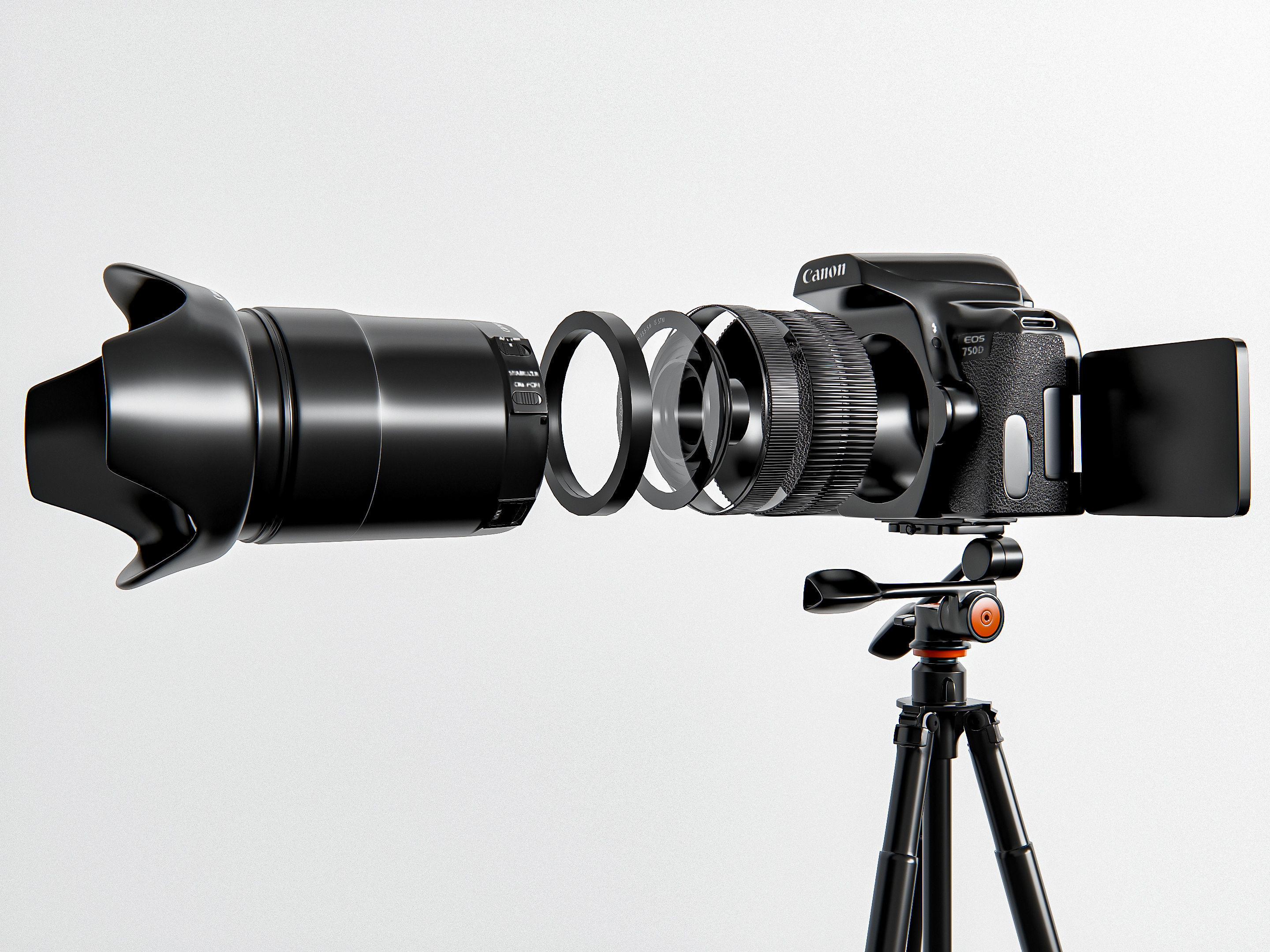 Dslr camera with tripod 3D model_13