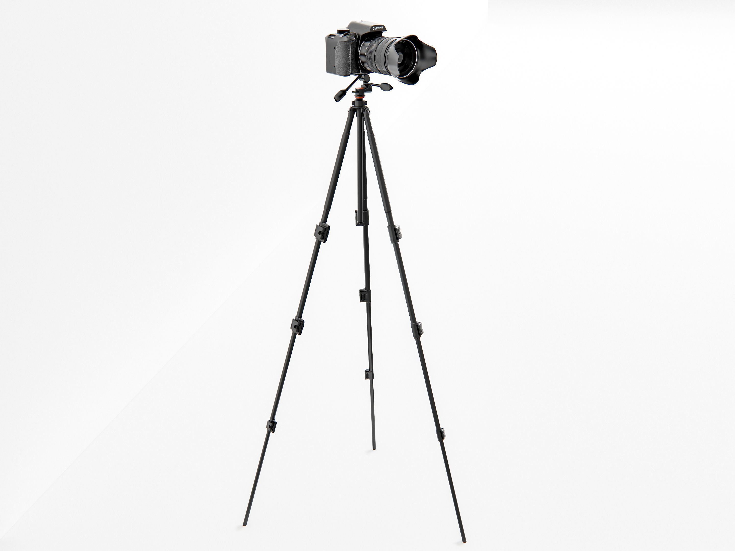 Dslr camera with tripod 3D model_4
