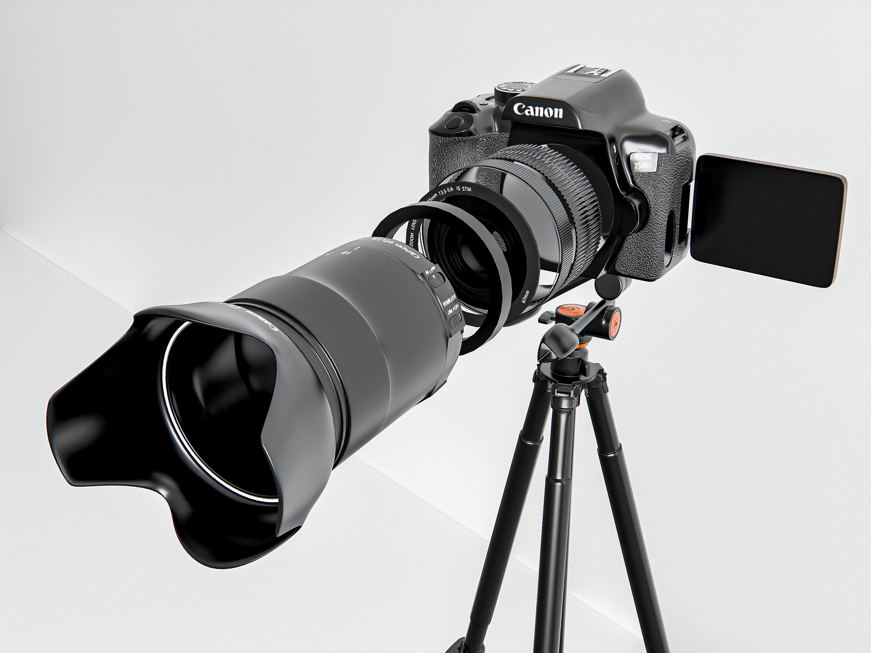 Dslr camera with tripod 3D model_12