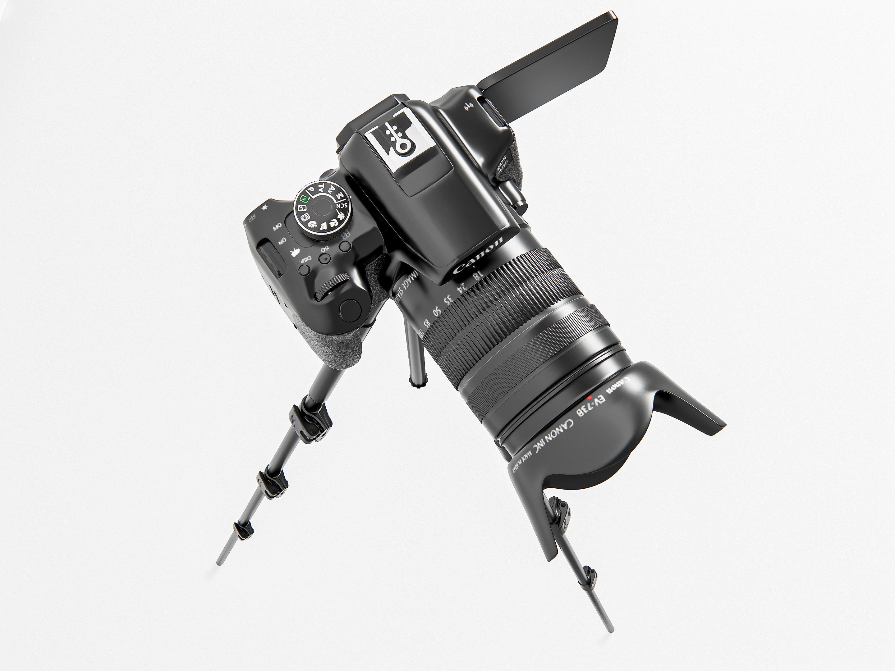 Dslr camera with tripod 3D model_3