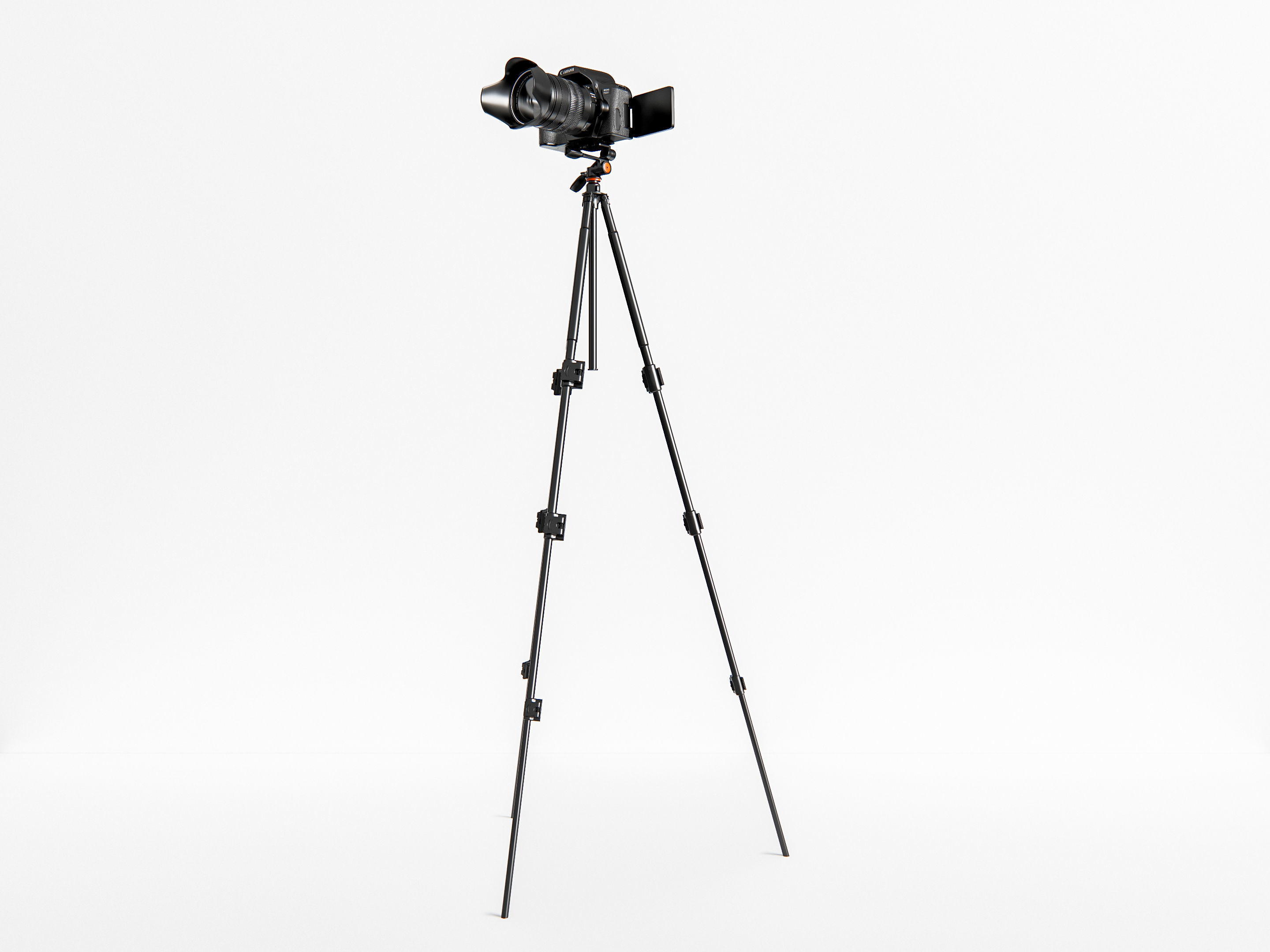 Dslr camera with tripod 3D model_1
