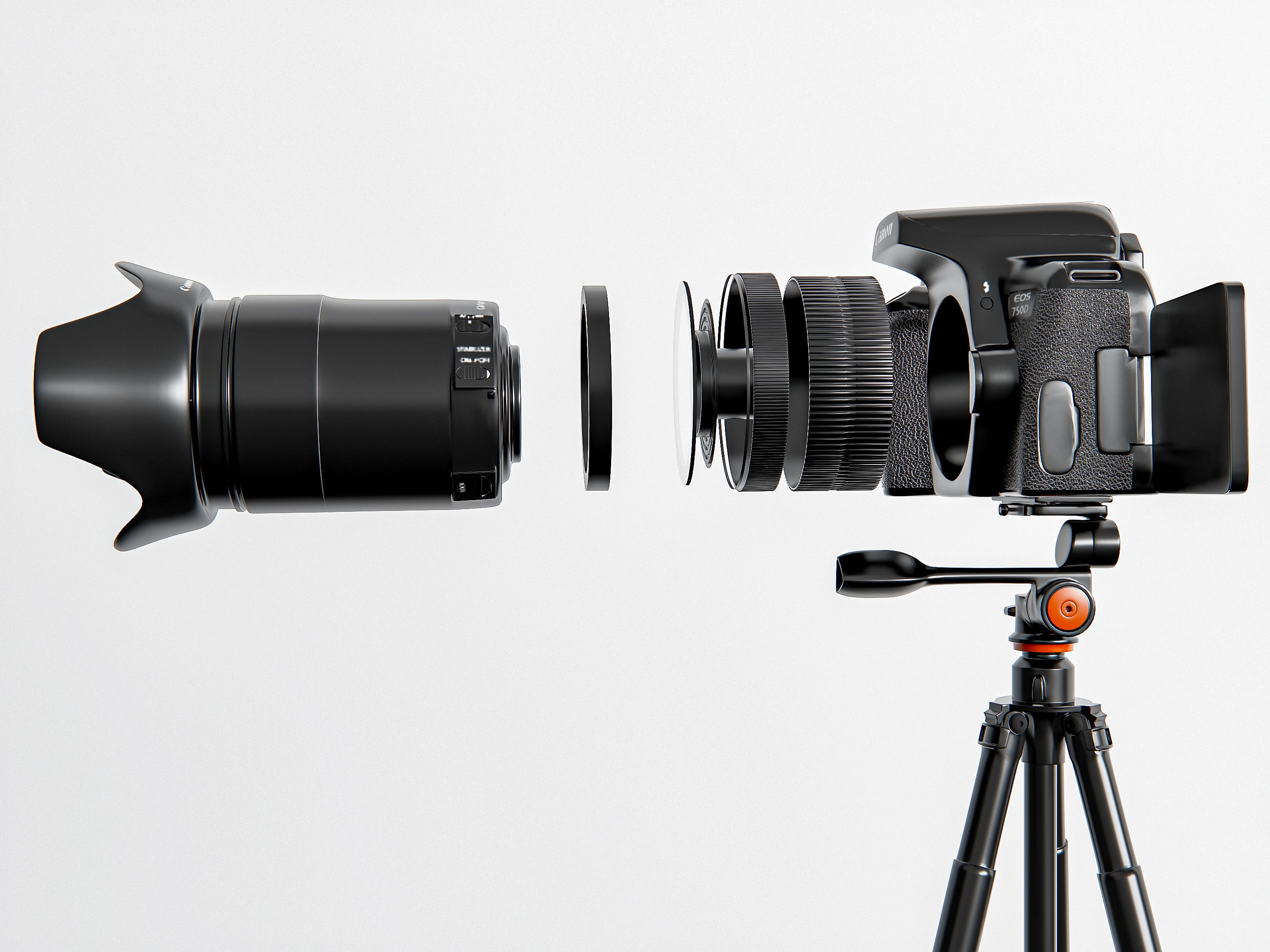 Dslr camera with tripod 3D model_15