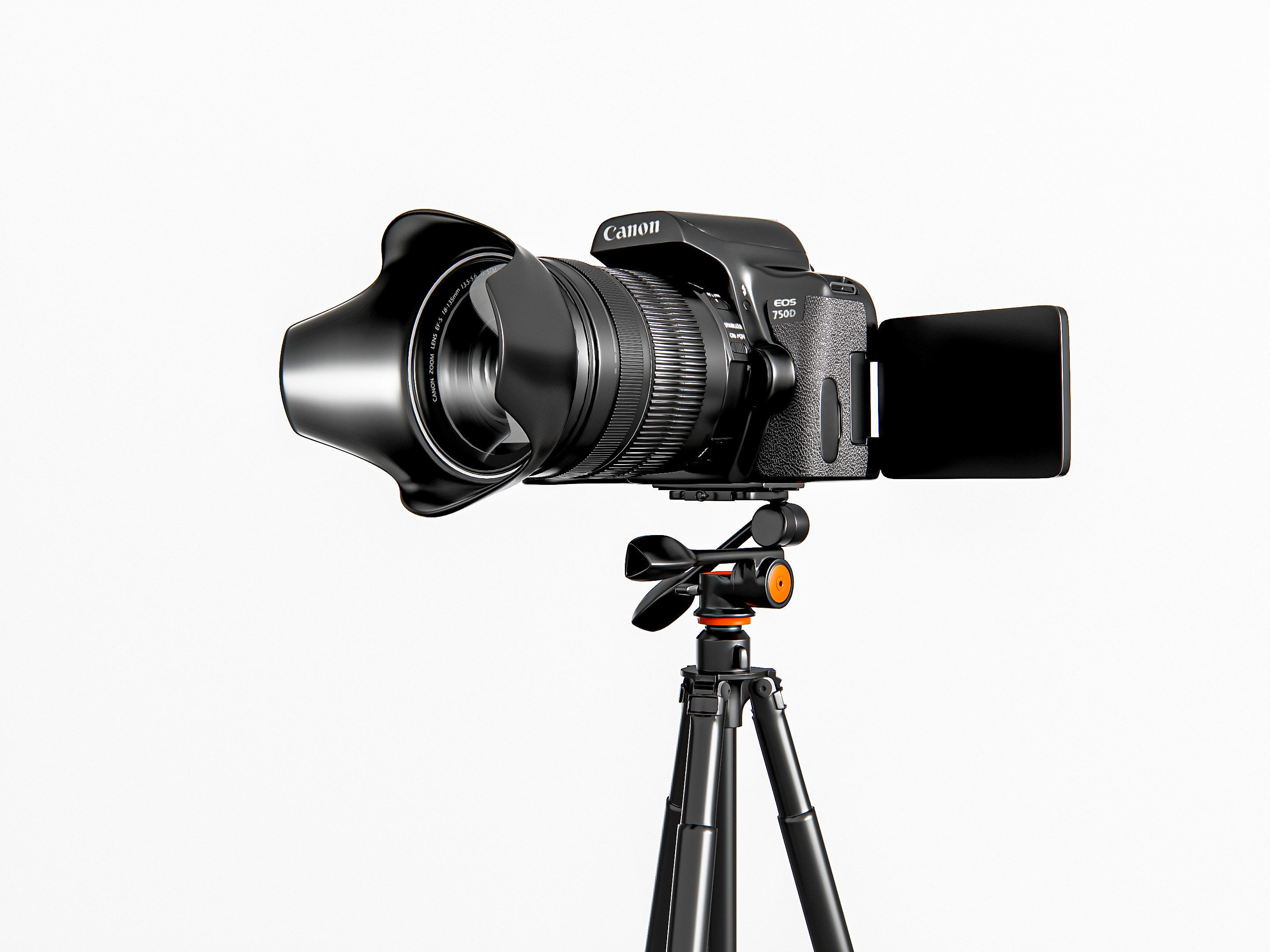 Dslr camera with tripod 3D model_2